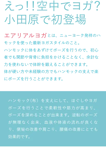 えっ！！空中でヨガ？小田原で初登場